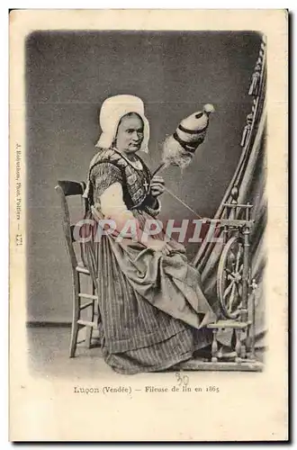 Lucon Cartes postales Fileuse de lin de 1865