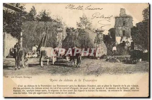 Cartes postales Ruine du chateau de la Traversiere (vaches)
