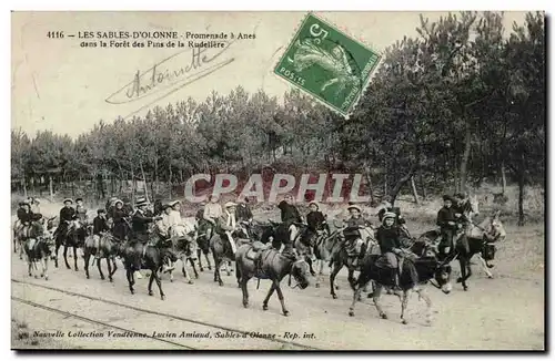 Sables d&#39olonne Ansichtskarte AK Promenade a ane dans la foret des pins de la Rudelliere (folklore ane donkey