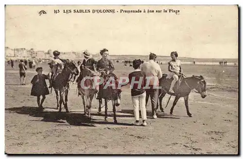 Sables d&#39olonne Cartes postales Promenade a ane sur la plage (folklore ane donkey mule)