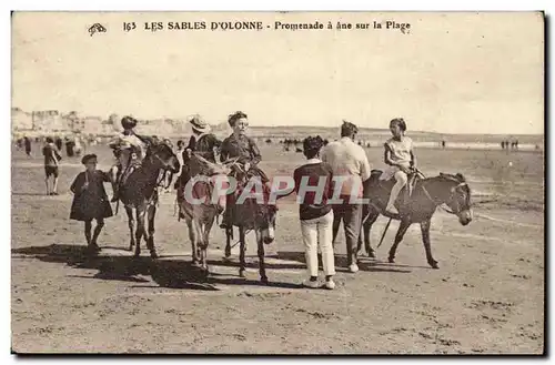 Sables d'olonne Cartes postales Promenade a ane sur la plage (folklore ane donkey mule)