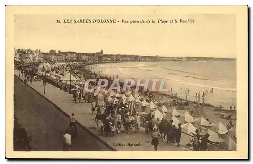 Cartes postales Sables d&#39olonne Vue generale de la plage et du remblai