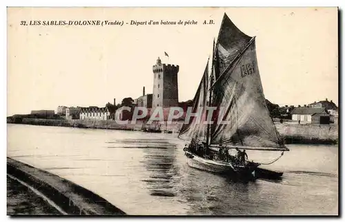 Ansichtskarte AK Sables d&#39olonne Depart d&#39un bateau de peche