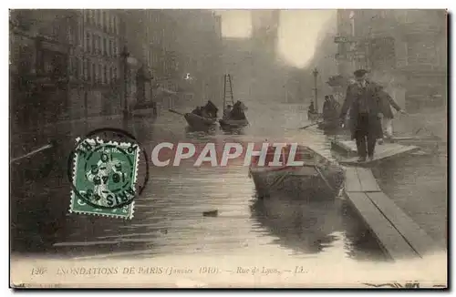 Crue de la Seine Paris Cartes postales Inondations Rue de Lyon