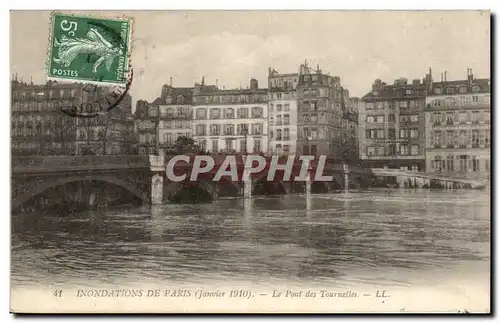 Crue de la Seine Paris Cartes postales Inondations Le pont des Tournelles