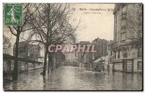 Crue de la Seine Paris Ansichtskarte AK Inondations Auteuil Rue GRos