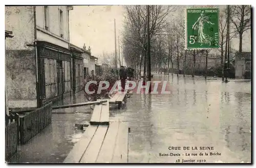 Crue de la Seine Paris Cartes postales Inondations Saint Denis La rue de la Briche