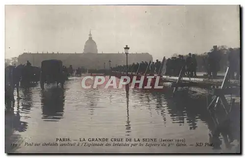 Crue de la Seine Paris Cartes postales Inondations Pont sur Chevalets construit a l&#39esplanade des Invalides p