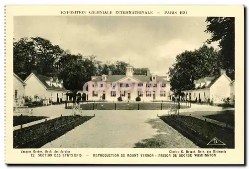 EXposition coloniale internationale Paris 1931 Section des Etats Unis Reproduction de Mount Vernon W