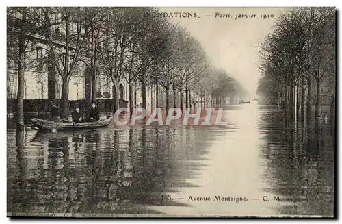 Cartes postales Inondations CRue de la Seine Paris Avenue Montaigne