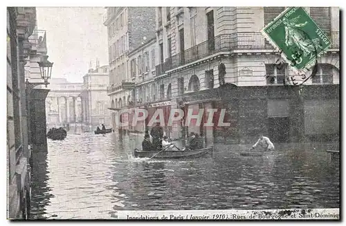 Paris 7 - Crue de la Seine - Rue de Bourgogne et Saint Dominique - Cartes postales