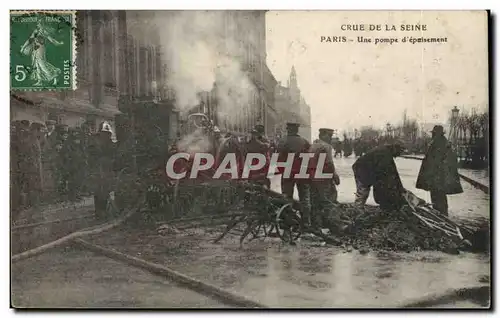 Paris - Crue de la Seine - Janvier 1910 - Une Pompe d&#39epaisement - Ansichtskarte AK