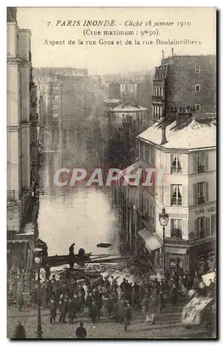 Paris 16 - La Grande Crue de la Seine Janvier 1910 - Crue maximum 9m50 Aspect de la Rue Gros - Ansichtskarte AK