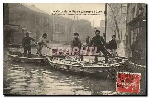 Paris - La Grande Crue de la Seine Janvier 1910 - La Marine de Guerre vu au Secours des Sinistres -