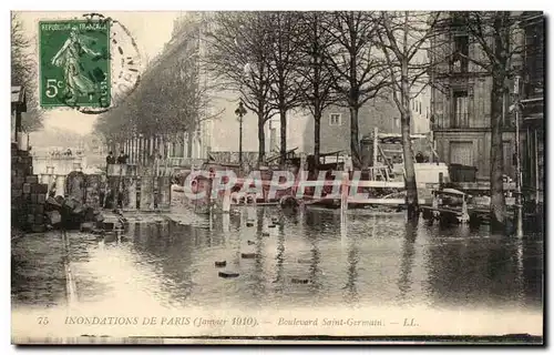 Paris - 6 - La Grande Crue de la Seine Janvier 1910 - Boulevard Saint Germain - Cartes postales