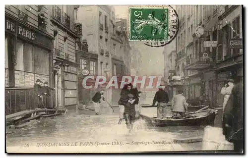 Paris - 5 - La Grande Crue de la Seine Janvier 1910 - Sauvetage Place Maubert - pli - Cartes postales