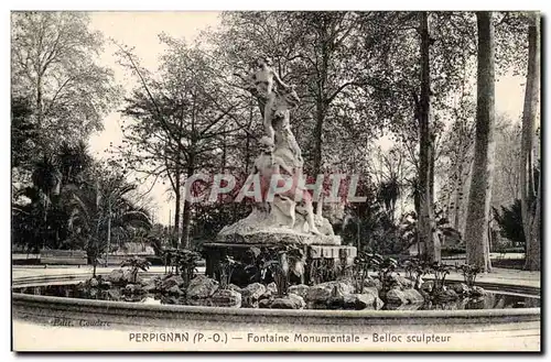 Perpignan Cartes postales Fontaine monumentale Belloc sculpteur