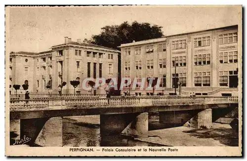 Perpignan Cartes postales Palais consulaire et la nouvelle Poste