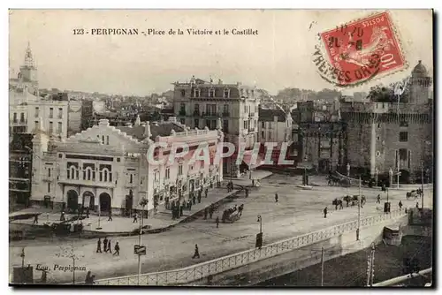 Perpignan - Place de la Victoire et le Castillet Ansichtskarte AK