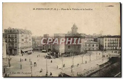 Perpignan - Place de la Victoire Le Castillet Ansichtskarte AK