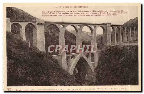 Cartes postales Nouvelle ligne electrique de la vallee de la Tet Le grand pont viaduc sejourne