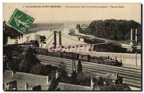 Villeneuve Saint Georges Cartes postales Panorama de la Seine et pont suspendu Vue sur Ahun (train) TOP