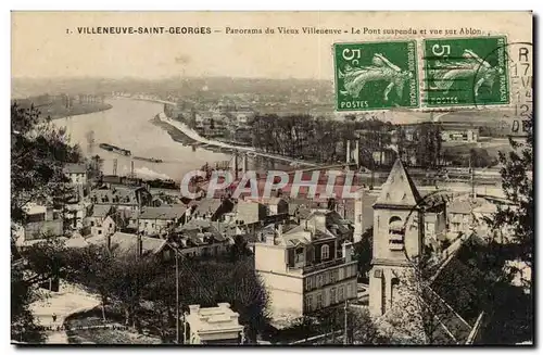 Villeneuve Saint Georges Cartes postales Panorama du vieux Villeneuve Le pont suspendu et vue sur Ablon