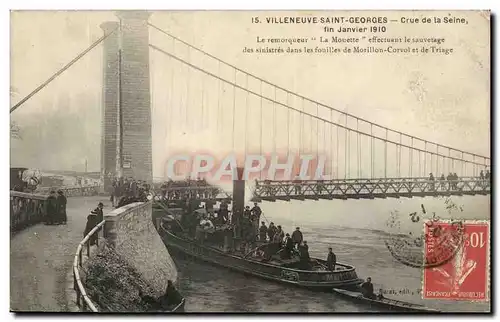 Villeneuve Saint Georges Cartes postales Crue de la Seine Janvier 1910 Le remorqueur LA Mouette effectuant le sa