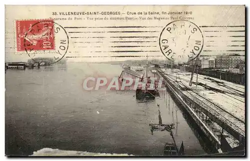 Villeneuve Saint Georges Cartes postales Crue de la Seine Janvier 1910 Panorama du port Vue des magasins Paul Co