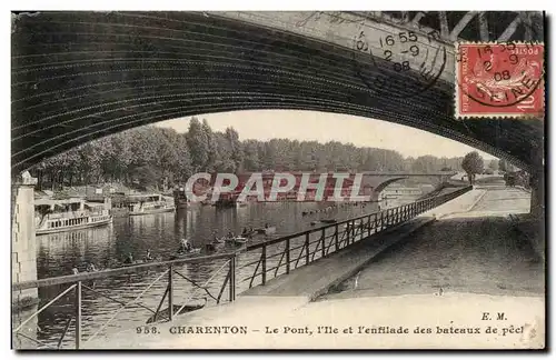 Charenton Cartes postales Le pont l'ile et l'enfilade des bateaux de peche