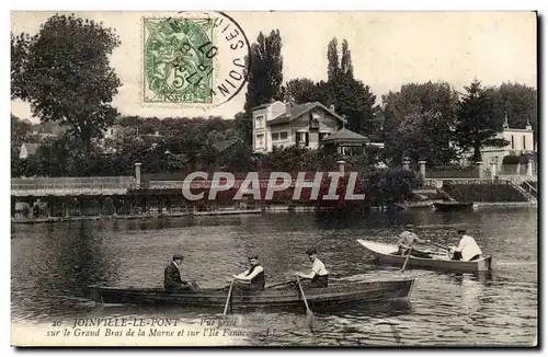 Joinville le pont Ansichtskarte AK Vue prise sur le grand bras de la Marne et sur l&#39ile Fanac (rameurs)