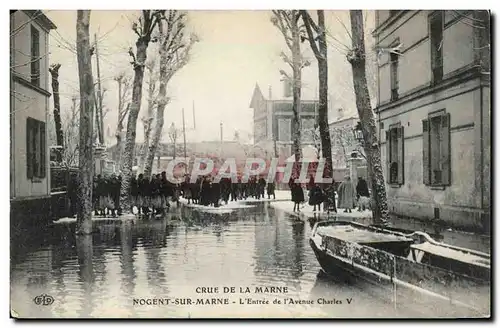 Nogent sur MArne Cartes postales L&#39entree de l&#39avenue Charles V (crue inondations)