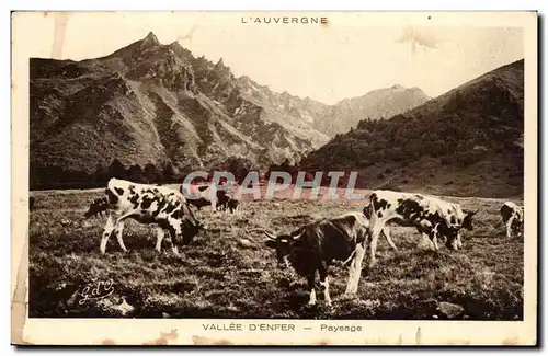 Ansichtskarte AK Auvergne Vallee d&#39enfer Paysage (vaches)