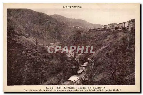 Cartes postales Auvergne Thiers Gorges de la Durolle Dans le fond de la vallee anciennes papeteries ou l&#39on f