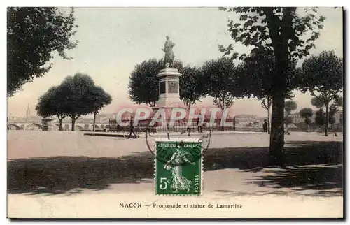 Macon Ansichtskarte AK Promenade et statue de Lamartine