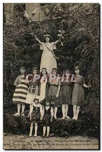 Cartes postales Autun Aout 1919 Reception du 29eme de ligne GRoupe des allies aux arc de triomphe des rues de l&