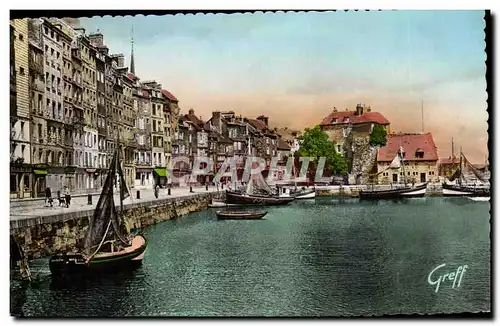 Honfleur Moderne Karte le vieux bassin La lieutenance et le quai Sainte Catherine