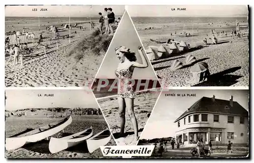 Franceville - Souvenir - beautiful woman in old fashioned bathing suit - Ansichtskarte AK