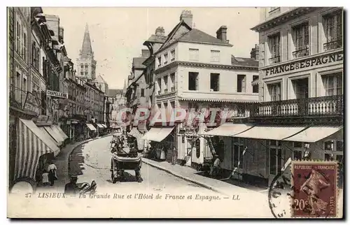 Lisieux - La Grande Rue et l&#39Hotel de France et Espagne Ansichtskarte AK