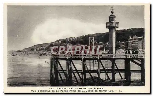 Trouville - La Reine des Plages - Vue Generale de la Plage prise de la Jetee de Deauville - Cartes postales