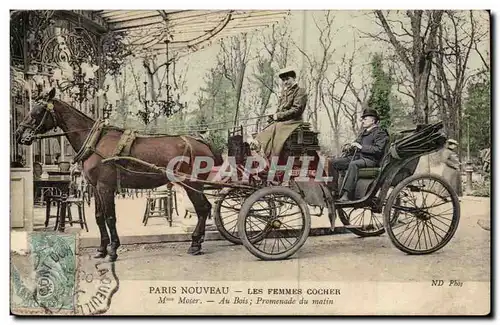 Paris Nouveau Cartes postales Les femmes cocher Mme Moser Au bois Promenade du matin (taxi)