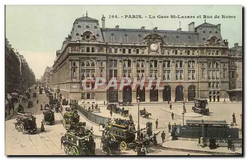 Paris Cartes postales La gare de Saint Lazare et rue de Rome