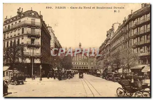 Paris Cartes postales La gare du Nord et boulevard Denain