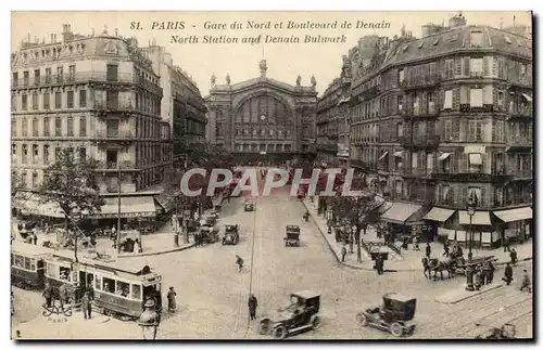 Paris Cartes postales La gare du Nord et boulevard Denain