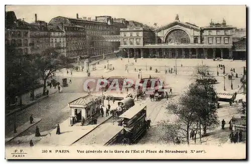 Paris Cartes postales Vue generale de la gare de l'Est et place de Strasbourg