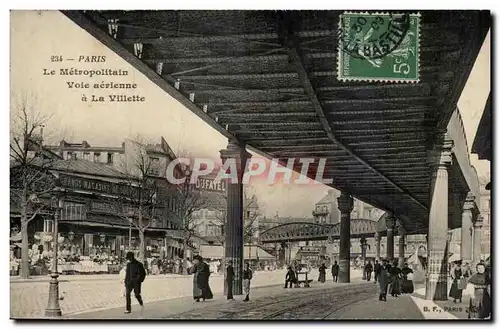 Paris Cartes postales La Metropolitain Voie aerienne de la Villette (Metro)