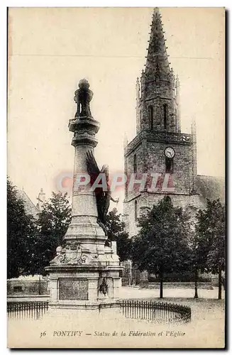 Pontivy Cartes postales Statue de la federation et l'eglise