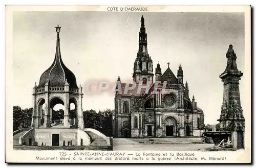 Sainte Anne d&#39auray Cartes postales La fontaine et la basilique