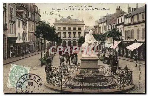 Lorient Cartes postales La Bove Le theatre et la statue de Victor Masse