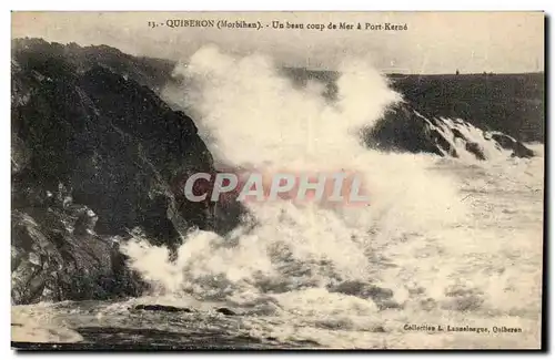 Quiberon Ansichtskarte AK Un beau coup de mer a Port Kerne